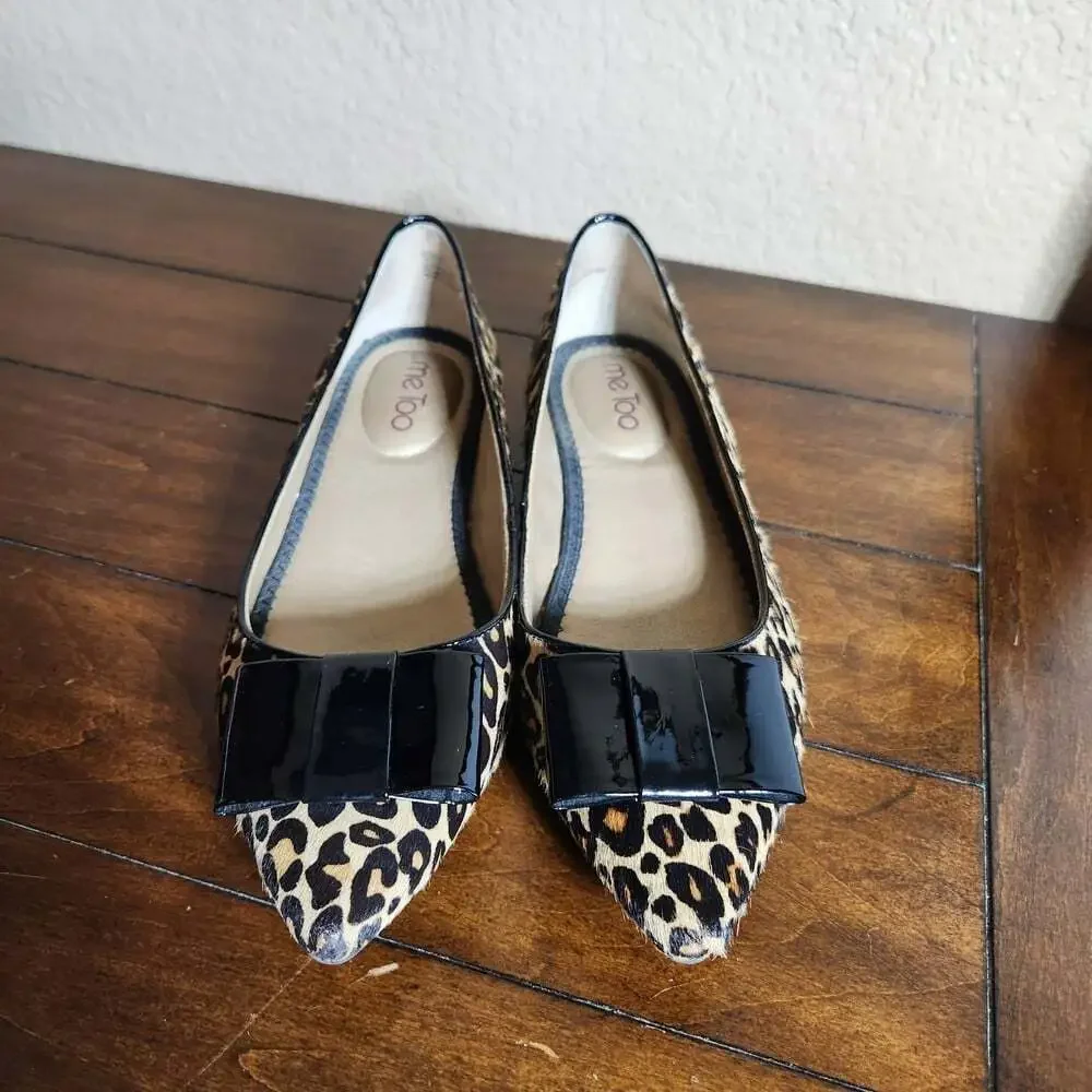 Leopard Print Cheetah Calf Hair Flats Genuine Leather Size 8M